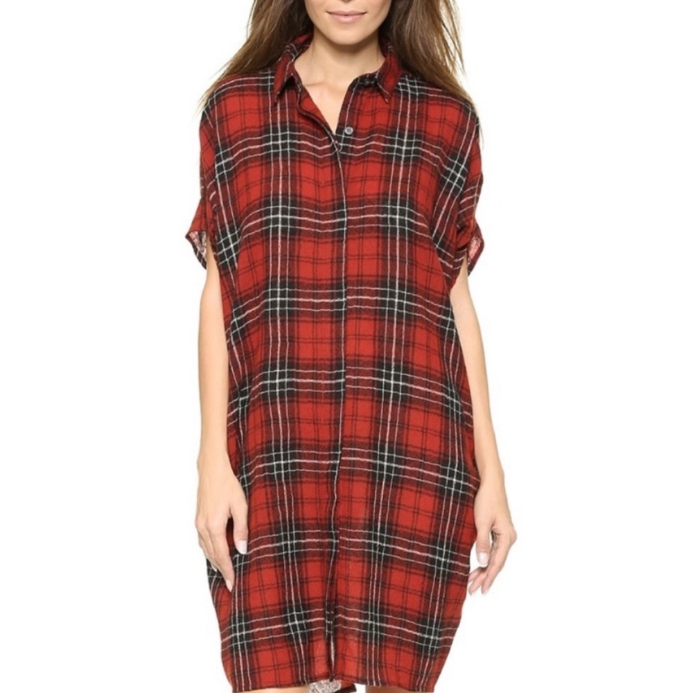 Hatch Red Plaid Maternity Dress One Size